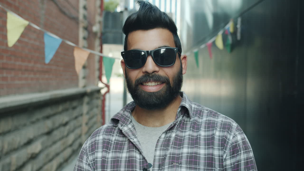 Smiling Man in a City Alley