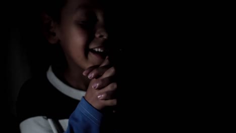 little boy praying to god with hands together stock footage-6