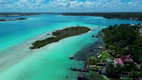 aerial view of bacalar lagoon, mexico: turquoise waters and tropical paradise