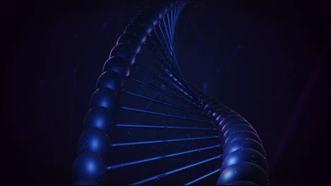 Animation-Eines-DNA-Strangs-über-Ein-Netzwerk-Von-Verbindungen-Auf-Blauem-Hintergrund