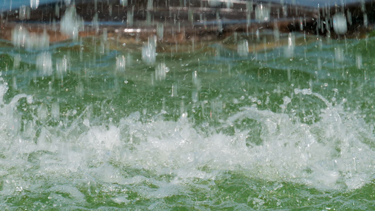 Close up of splashing water droplets in motion
