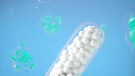 cápsula médica con esferas