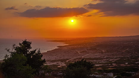 cyprus shoreline bright orange sunset timelapse