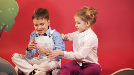 beautiful children eat sweets. valentine's day. child love
