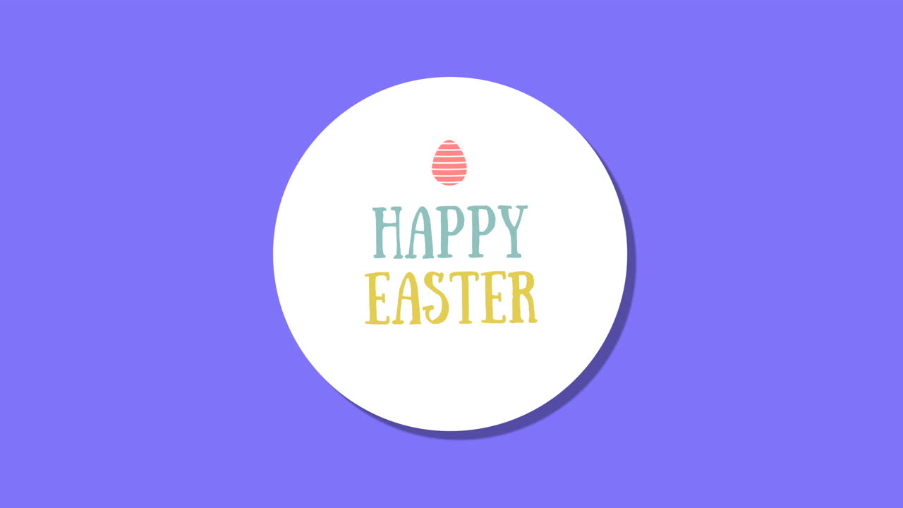 파란색 배경 3에 애니메이션 근접 촬영 행복 한 부활절 텍스트