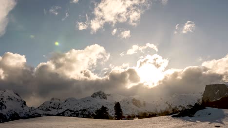 invierno timelapse montaña y nubes