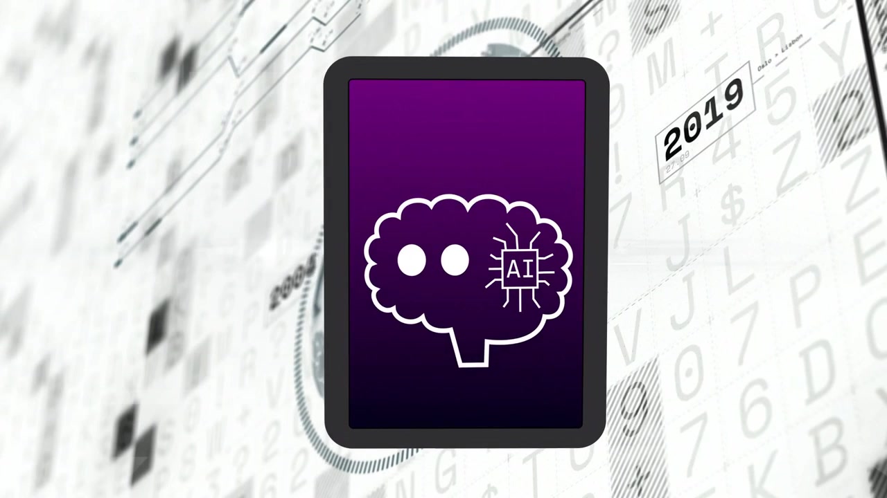Purple panel showing starting timeline head shifting bubble filling brain AI morphing moving right