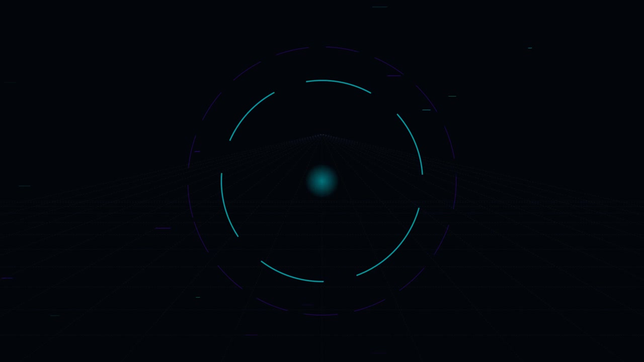 Abstract Digital HUD Interface with Glowing Circular Elements