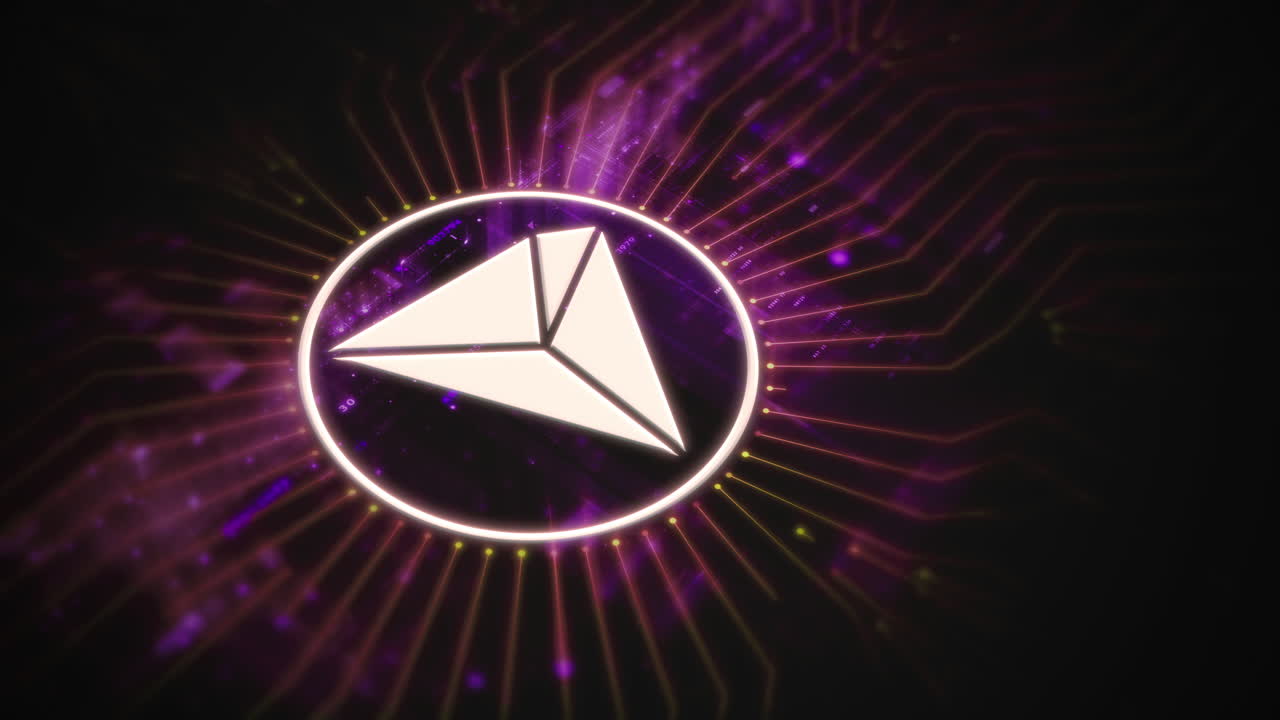 Futuristic digital background highlighting advanced cryptocurrency and encryption technology, featuring blockchain networks and secure cryptographic systems : TRON, TRX