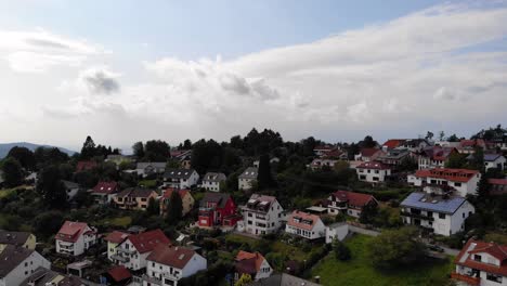 aerial backward flight over german backcountry with a beautiful view, germany
