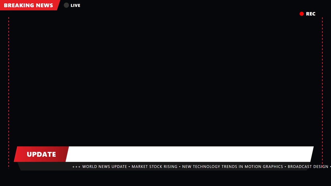 Breaking News Broadcast Graphic Overlay with Scrolling Ticker