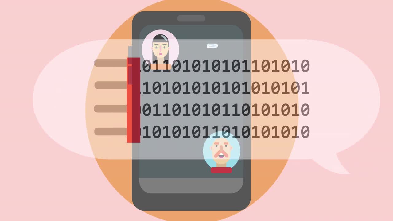 Animation of chat on smartphone and data processing