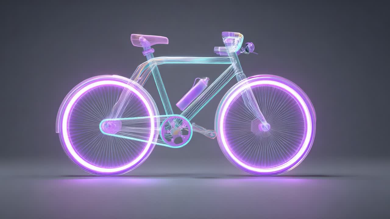 A Stunning Visual Representation of a Bicycle with Neon Highlights, Showcasing the Intricate Design and Modern Aesthetic. A Perfect Blend of Technology and Art in Motion