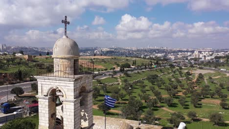 mar elias monastery and jerusalem in background, aerial view