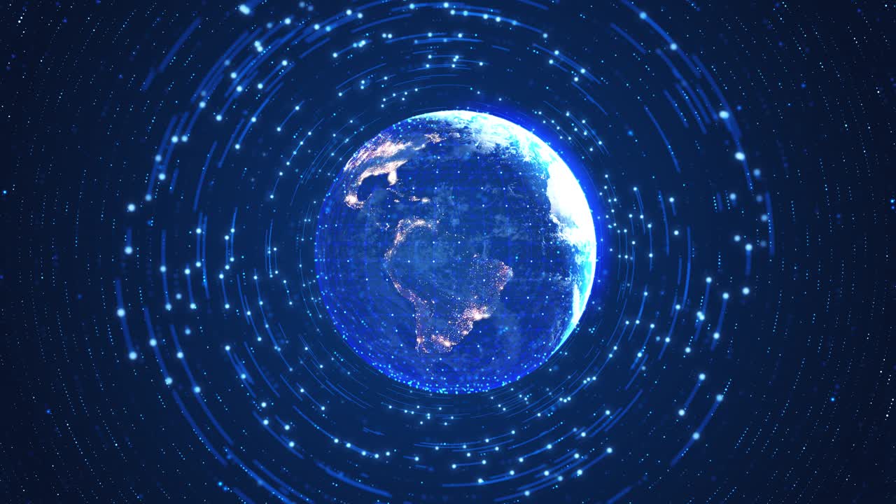 World map with lights communication network wireframe concept of the world network virtual interface