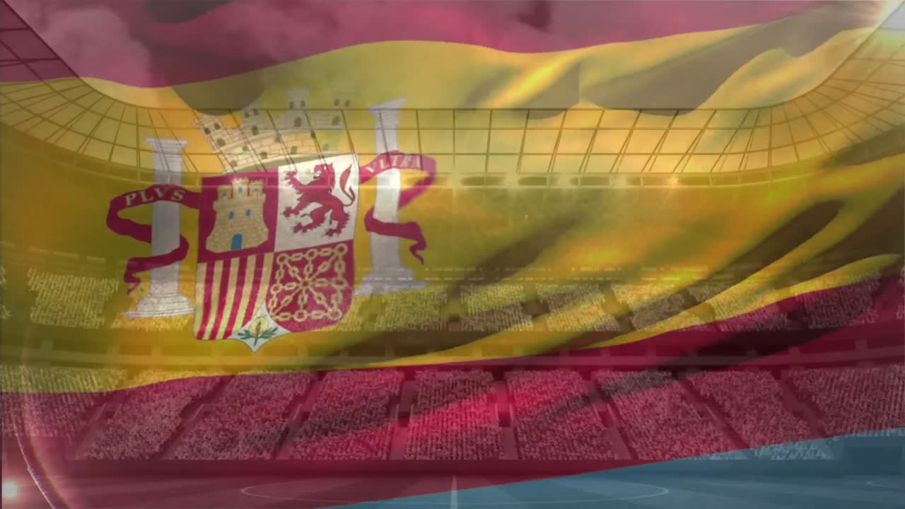 bandera española en el fondo de un estadio