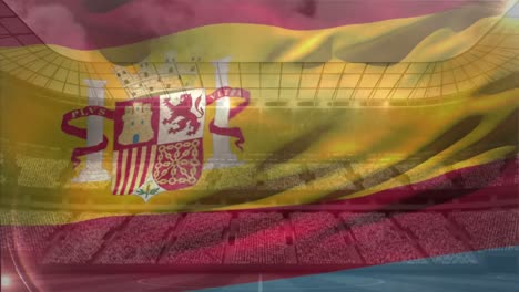 Spanische-Flagge-Auf-Einem-Stadionhintergrund