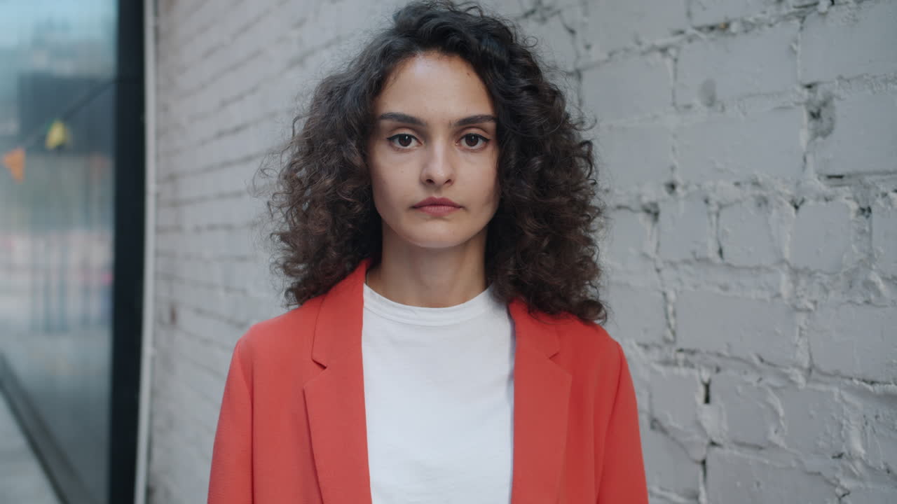 Woman in Red Jacket, Street Portrait