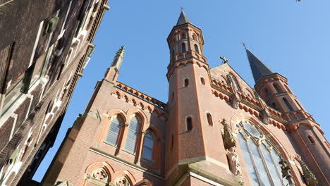 low angle view of gouwekerk church in gouda, netherlands