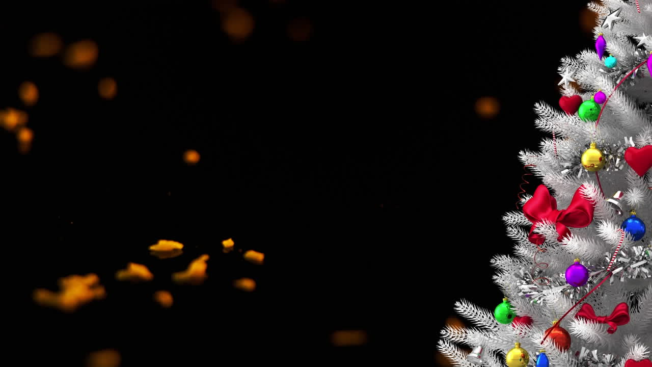 animación del árbol de navidad sobre brillo dorado sobre fondo negro