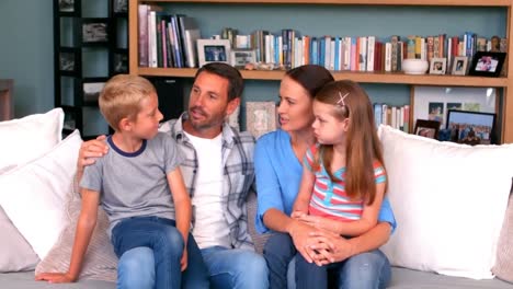 family talking on the couch