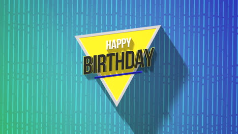 modern happy birthday with lines and triangle on blue gradient geometric pattern