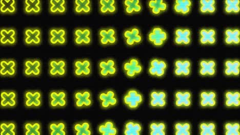 Animation-of-cross-glowing-yellow-and-green