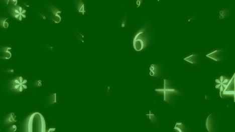 mathematical symbols falling against green background