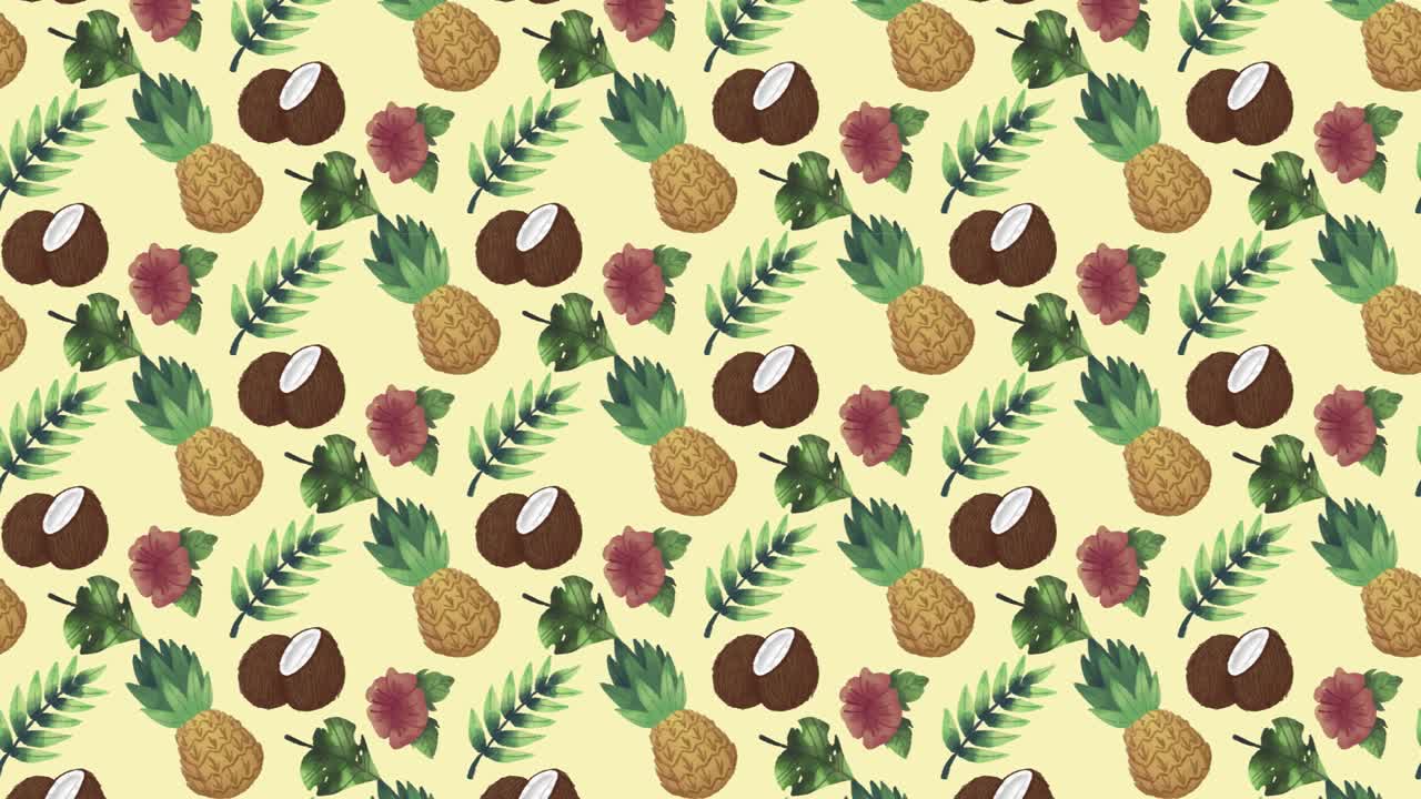 la piña y el coco moviendo el patrón de verano.