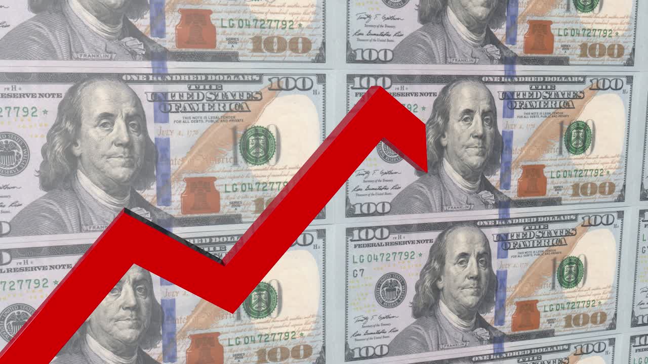 인플레이션 성장을 나타내는 막대 그래프의 디지털 애니메이션 배경