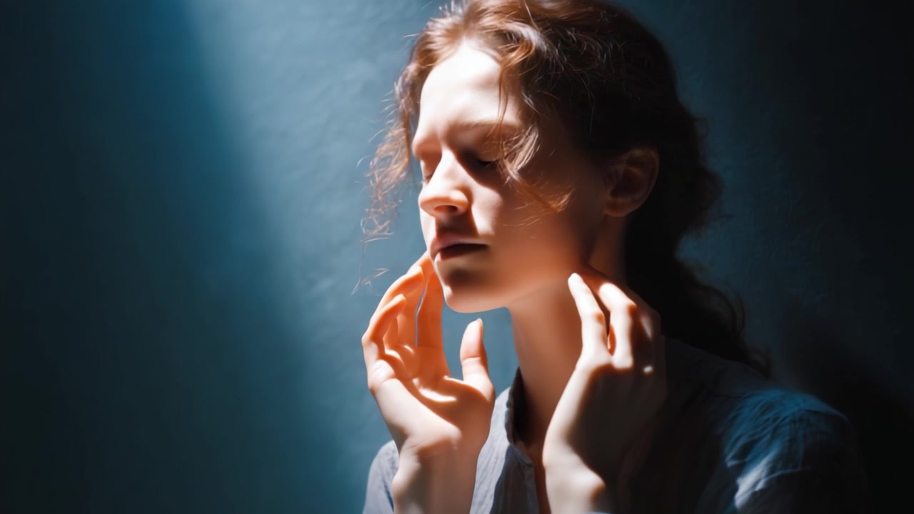 Un Momento de Reflexión: Una Joven Contempla los Desafíos de la Vida con Iluminación Suave y Dramática, Capturando Profundidad Emocional e Introspección en Dos Encuadres.