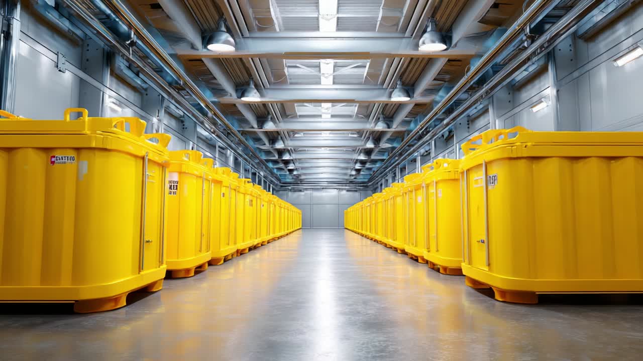 Yellow Containers in an Industrial Warehouse