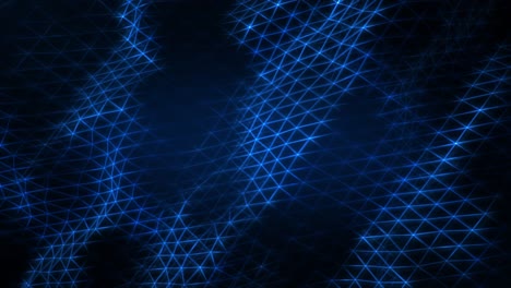 looping animation featuring rotating blue mesh net layers, illuminated by point lights, with glowing dots at the intersections of the connecting lines