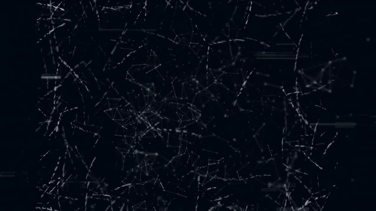 vista frontal de la pantalla chisporroteante contra las moléculas en el fondo