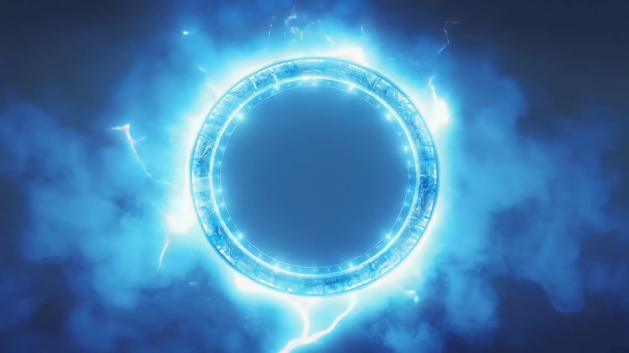 Glowing Blue Energy Portal with Lightning Effects