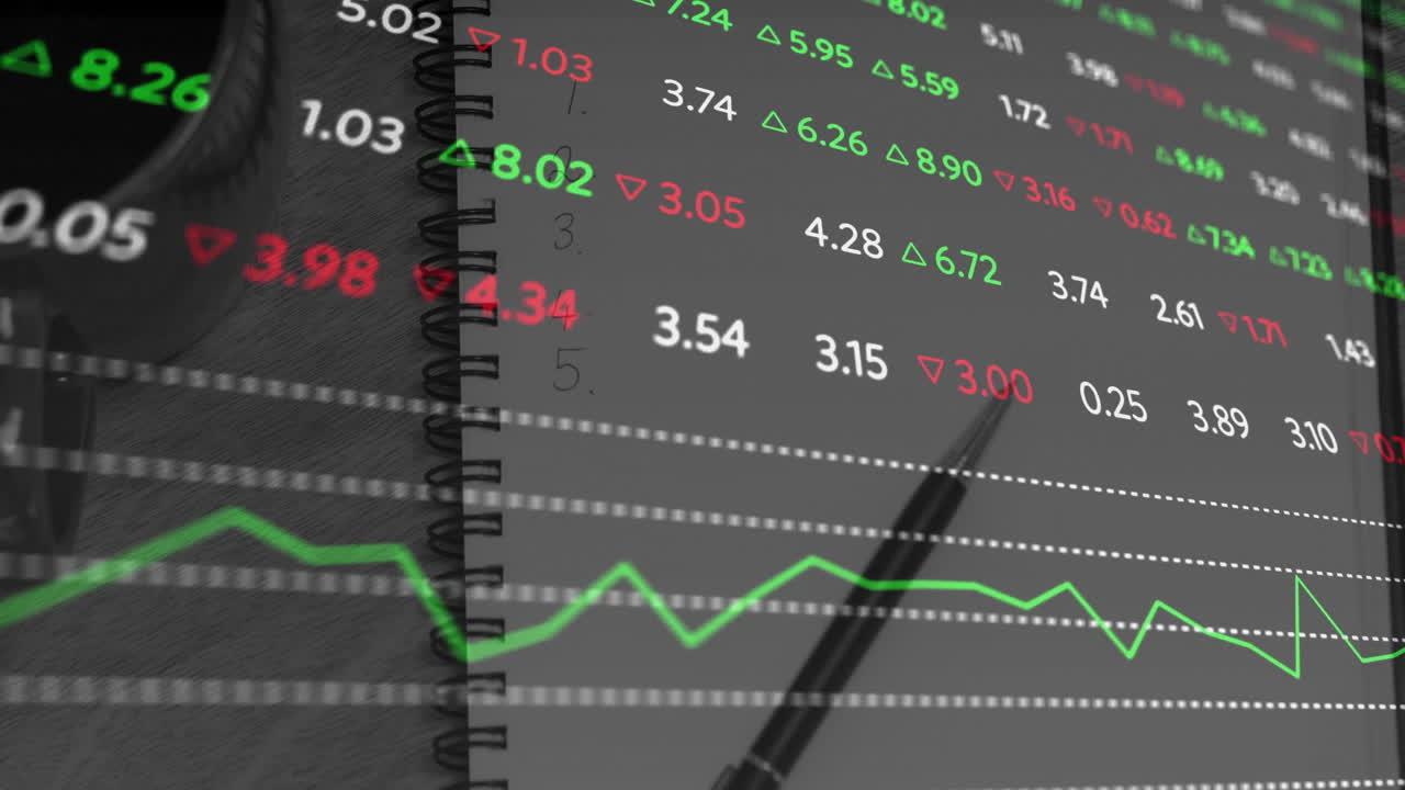 Animasjon av finansiell databehandling over bærbar PC
