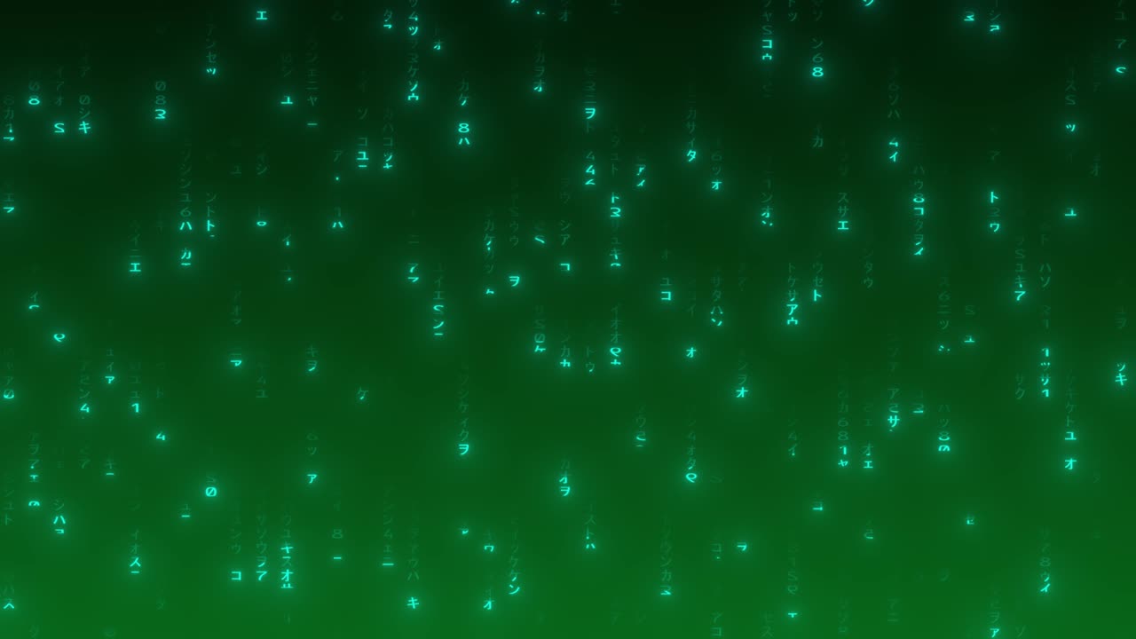 Falling matrix code. Green background.