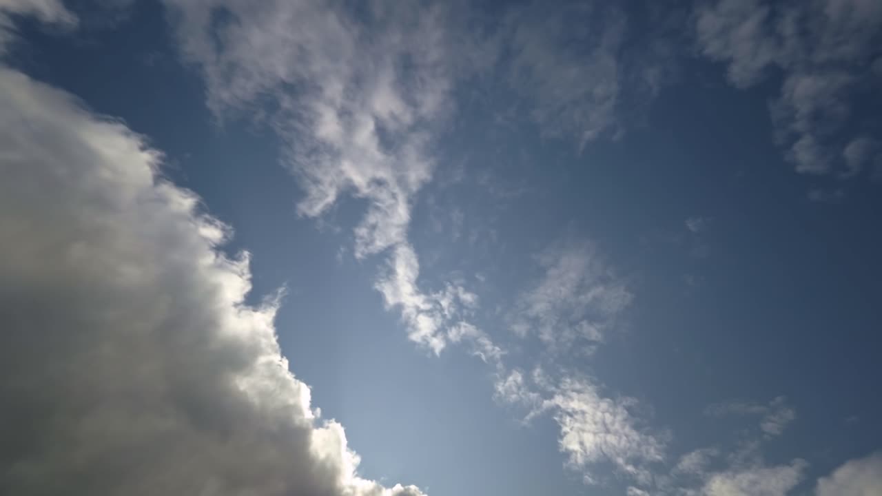 Looking up into the sky with a cloud cover that dissolves, Timelapse 4k