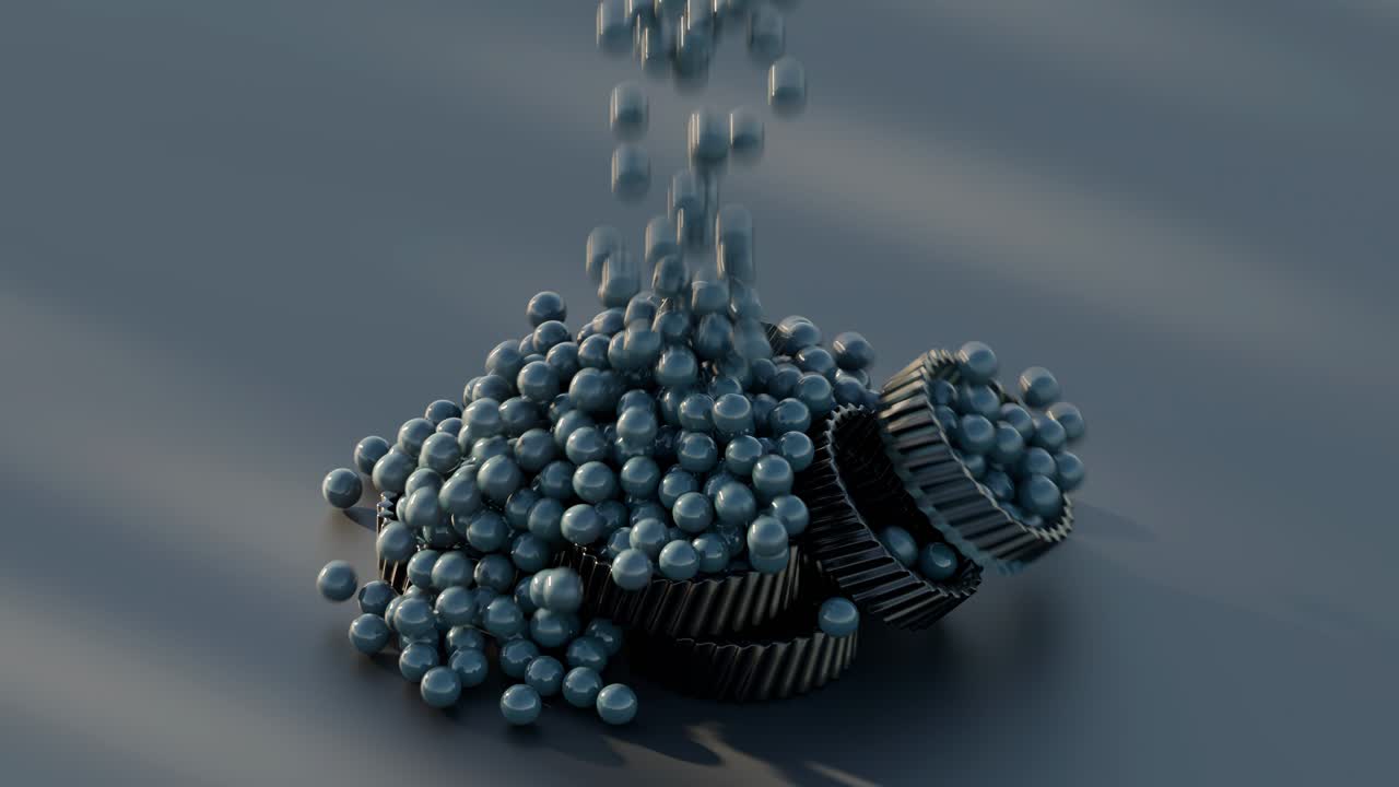 기어에 떨어지는 공 - 3d 렌더링