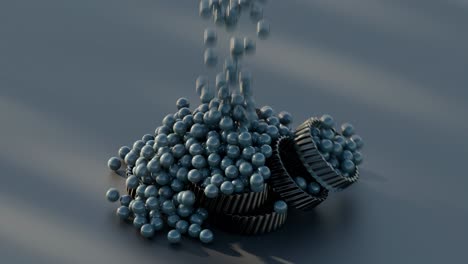 las bolas que caen en los engranajes - renderización 3d