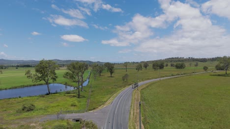 aerial view of australian farmland and country road