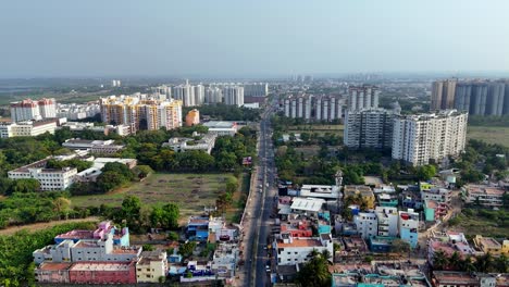 aerial video of chennai city near to omr.