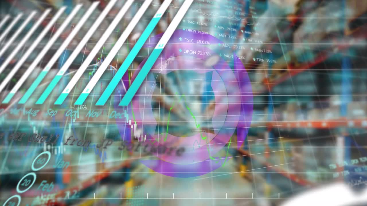 그래프, 차트, 지구, 데이터 프로세싱의 애니메이션