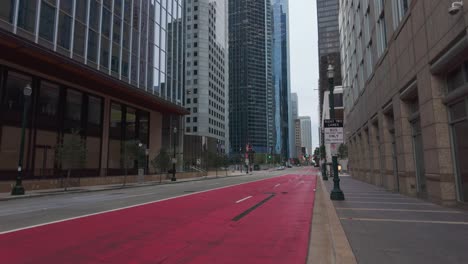 deserted street in downtown houston at thanksgiving noon after rain