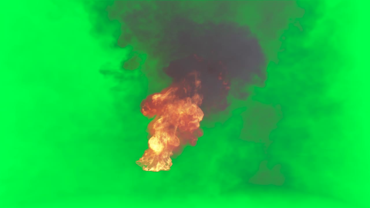 Fire and Smoke Visual Effects on Green Screen