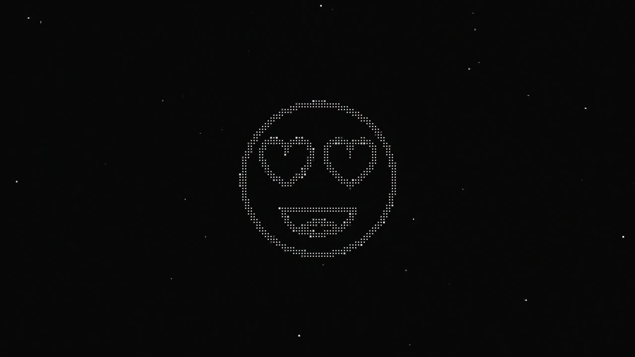 línea sonrisa hud símbolo holográfico en pantalla de televisión digital vieja animación de glitch de bucle sin costuras. corazones. retro dinámico y alegre. imágenes de video coloridas y vintage.