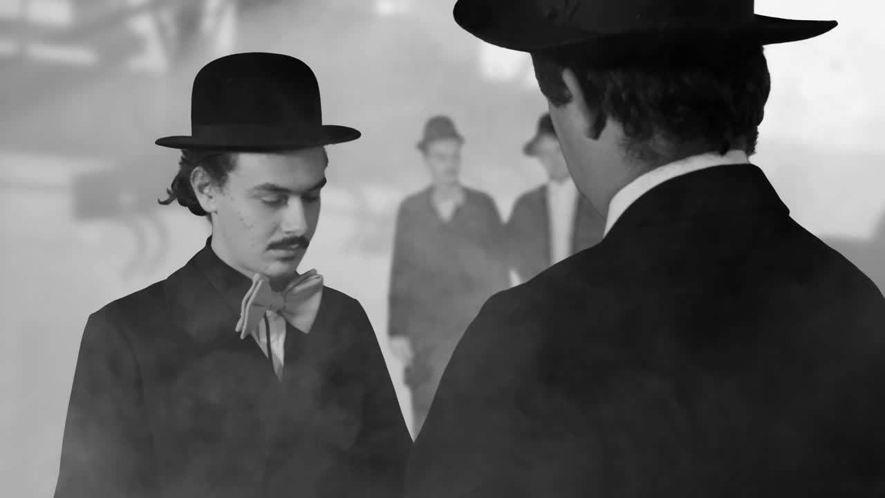 애프터 이펙트 구성 - 두 명의 철강 엔지니어가 서로 협의 1