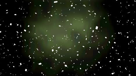 animation of confetti falling down on black and green background