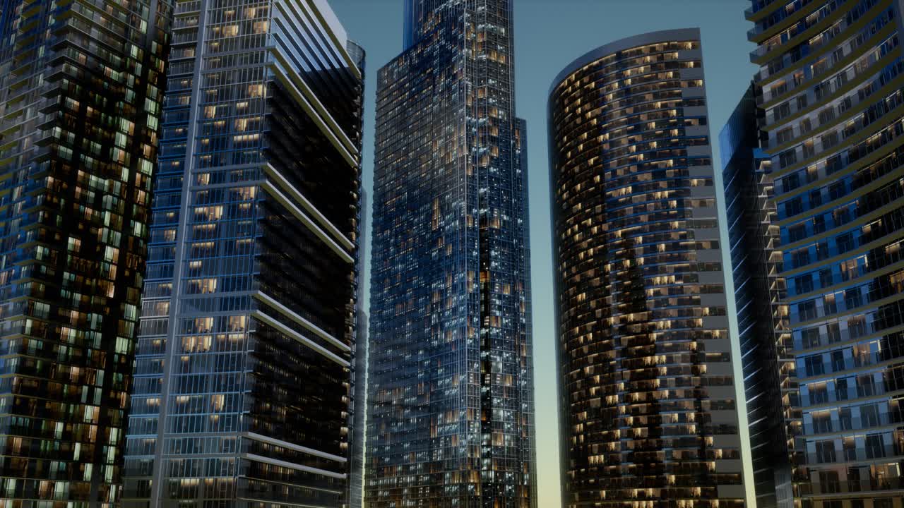 rascacielos de la ciudad por la noche