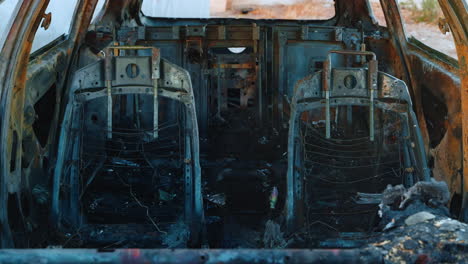 burnt car interior